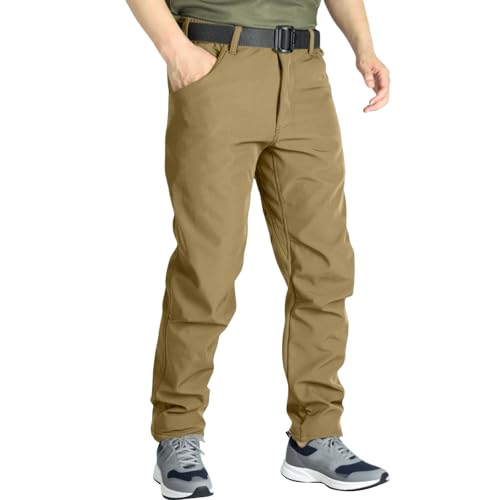 Pantaloni da trekking da uomo, impermeabili, traspiranti, in softshell, foderati in pile, pantaloni cargo spessi, invernali, caldi, per camminare, arrampicata, con tasche, pantaloni tattici militari