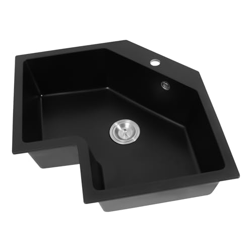 JIAOYINZI 26.7-Inch Black Undermount Corner Kitchen
