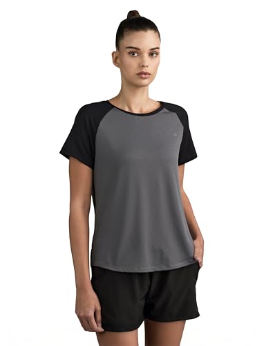 Image of Symbol Premium Women's Solid Regular Fit Sports Stretch T-Shirt | Round Neck | Raglan Sleeve | Moisture-Wicking | Activewear | Running | Gym | Plain (Available in Plus Sizes)