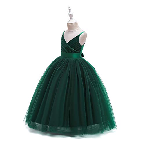 Image of Glamulice Flower Girls Spaghetti Strap Tulle Dress Long A Line Wedding Pageant Dresses Princess Birthday Party Ball Gown