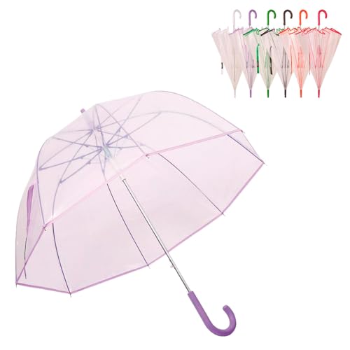 AC   Paraguas de campana largo transparente   PVC   Automático y antiviento   8 varillas de fibra   Ligero y resistente   Ø 76 x 85 cm   Color surtido