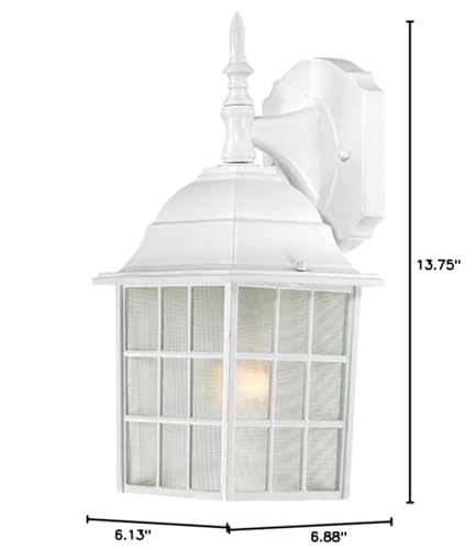 Image of Nuvo Lighting 60 /4904 Adams One Light Wall Lantern /Arm Down 100 Watt A19 Max. Frosted Glass White Outdoor Fixture