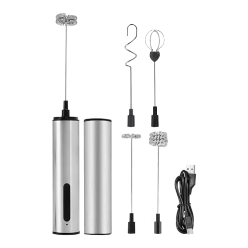 Espumador de leche eléctrico, espumadera de acero inoxidable, varilla agitadora portátil de 3 velocidades para una espuma de leche perfecta Ideal para bebidas calientes como café, té, chocolate calien