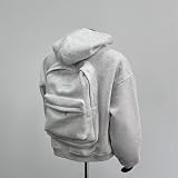 Krmoau M?ska bluza z kapturem z plecakiem, kreatywna, lekka, wygodna | bluza z kapturem z bardzo du?? kieszeni? | kampus, podró?, lifestyle, dojazdy do pracy, zewn?trz, co dzie?, w?drówki