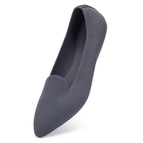 Image of Frank Mully Women's Casual Loafer Flats Slip On Loafer Shoes Comfortable Knit Flat Shoes Classics Pointy Toe Loafer Flats,for Work,Travel