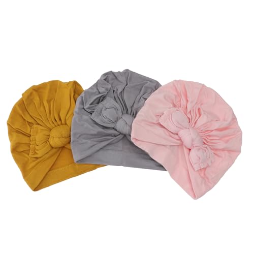 GALPADA 3Pcs Earmuffs Hat Lovely Bow Knot Design Warm Beanie for Newborns Mixed Colors for Photography and
