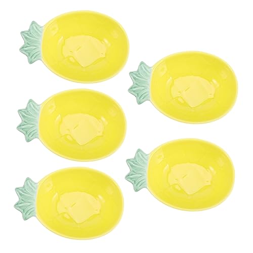 BRIGHTFUFU 5pcs Ceramic Plate Seasoning Dish Kitchen Bowl Serving Bowls Porcelain Ramekin Dipping Bowls Appetizer Dish Flavor Mixing Bowl Cereal Bowls Yellow Charcuterie Bowls Blue Ceramics