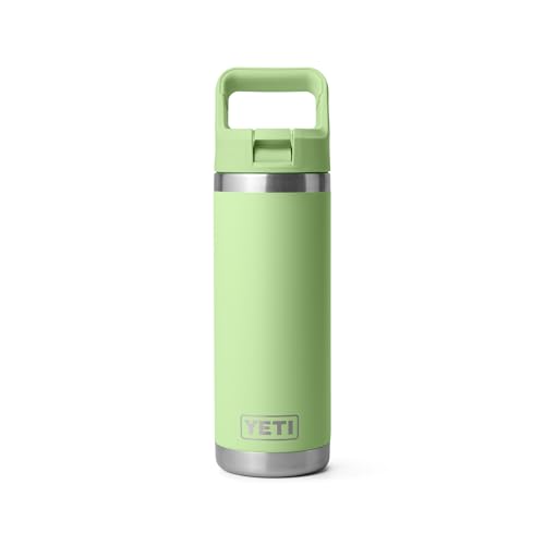Image of YETI Rambler 18 oz Bottle, Vacuum Insulated, Stainless Steel with Color Matching Straw Cap, Key Lime
