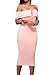 Alvaq Women's Sexy V Neck Off The Shoulder Evening Bodycon Club Midi Dress, Large, Peach