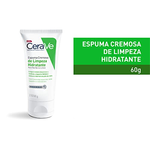 CeraVe, Espuma Cremosa de Limpeza Hidratante, com Ácido Hialurônico 60g, Cor: Branco