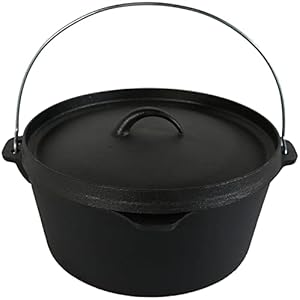 Sunnydaze 8-Quart Pre-Seasoned Cast Iron Deep Black Dutch Oven Pot with Lid and Handle – Camp Chili, Stew, and Soup Pot