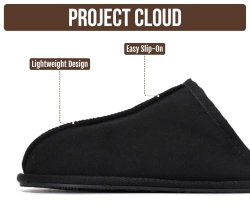 Image of Project Cloud Men's 100% Genuine Leather Shearling Memory Foam Slippers | Genuine Shearling Lining and Lightweight Non-Slip Indoor & Outdoor Wear Slippers for Men - Water-Resistant Mens Slippers