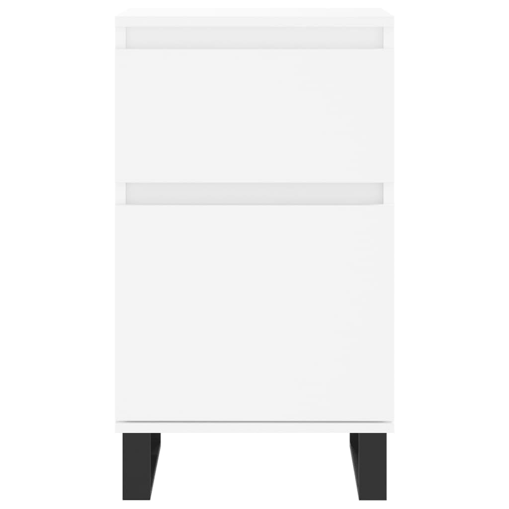Credenze 2 Pezzi Bianche in Legno Multistrato 40x35x70 cm con Gambe in Ferro, Ampio Spazio Portaoggetti per Oggetti Decorativi e Oggetti di Uso Quotidiano, Design Senza Tempo