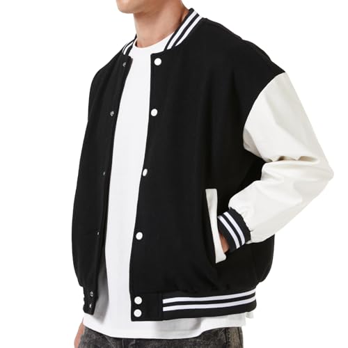 Men's Fashion Varsity Jacket Causal Slim Fit Letterman Baseball Bomber Jackets Windbreaker Lightweight Coat3