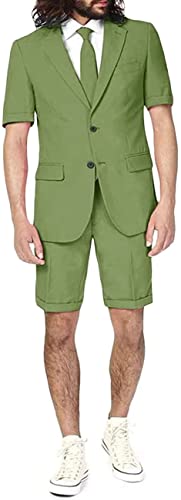 Men's Casual 2 Piece Summer Short Sleeve Suit Shorts Suit Beach Wedding Men's Suit Set3