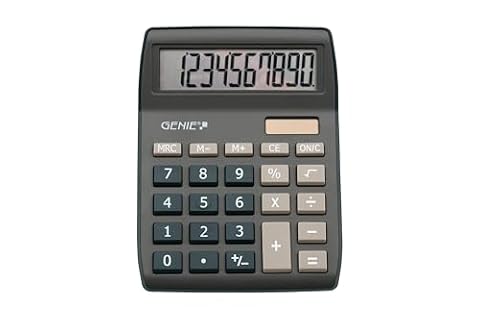 GENIE 840 DB, kalkulator, 10-cyfrowy, duży zakrzywiony wyświetlacz, zasilanie bateryjne i słoneczne, ciemnoniebieski, 12642