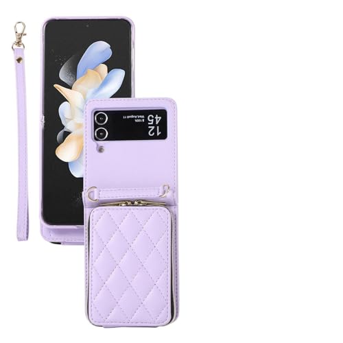Étui Samsung Galaxy Z Flip 7 portefeuille magnétique flip cover en cuir violet