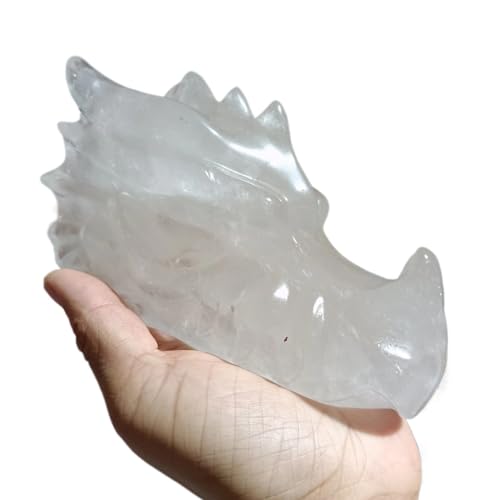 Crâne de dragon en cristal sculpté quartz transparent décoration bureau et maison minéraux collection