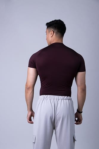 Image of COITONIC Men's Half Sleeve Compression T-Shirt - Athletic Base Layer for Gym, Sports & Fitness Training