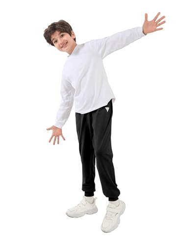 HIBETY Boys Athletic Pants, Moisture-Wicking Breathable Cotton Sweatpants with Elastic Drawstring2