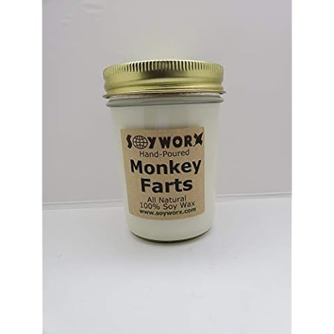 Soyworx Monkey Farts 8 Ounce Soy Candle in a jar w/lid Cover