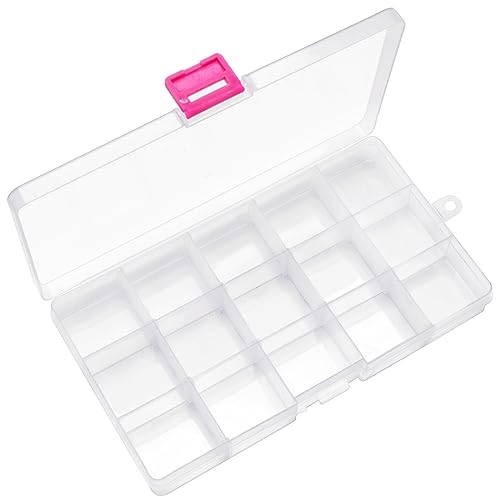 Image of IOOLEEM 15 Grids Plastic Bead Organizer Box, Organizer Container Storage Box, Dividers for Bead Arts and Crafts.