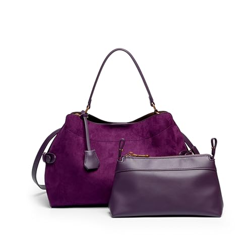 Women Faux Suede Tote Hobo Handbags Vintage Belted Top-handle Genie Leather Work Shoulder Bags