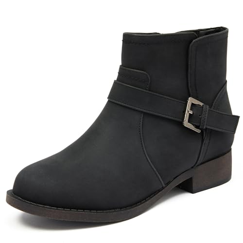 Veittes Women's Ankle Boots - Classic Side Zip, Cover with Buckle...