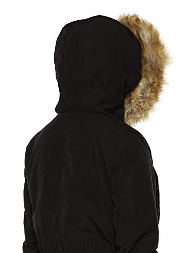 Royal Matrix Women's Warm Winter Parka Coat Hooded Sherpa Lined Winter Jacket with Zip Pockets (Black, 8)