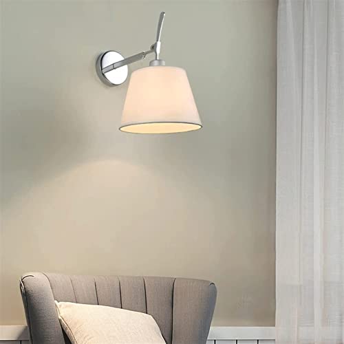 Aplique de pared moderno de alta gama acabado plata con pantalla textil 2