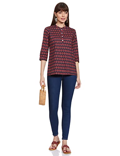 Image of Amazon Brand - Myx Women Cotton Straight Fit Straight Kurti (Available in Plus Sizes)