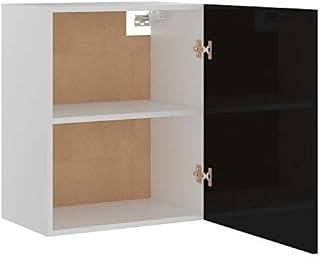 Tidyard Kitchen Cabinet Double Door Sonoma Storage Unit Chipboard High Gloss White 60W x 46D x81.5H cm