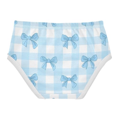 Wusikd Light Blue Bows Gingham Girls' Underwear Cotton Girls Briefs Soft Toddler Underwear 2T2