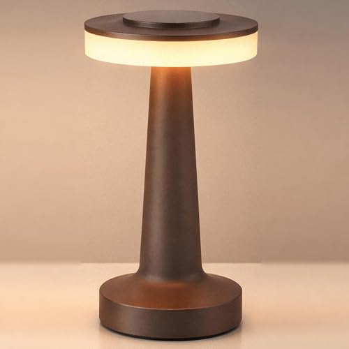 Image of Riakrum 1 Pcs LED Cordless Table Lamp Bulk Rechargeable,Brown