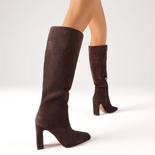 Lovee Cosee Women's Knee High Boots 2025 Chunky Block Heel Square Toe with Side Zipper Fall Winter Comfort Boots for Work Commute Office Walking & Night Events4