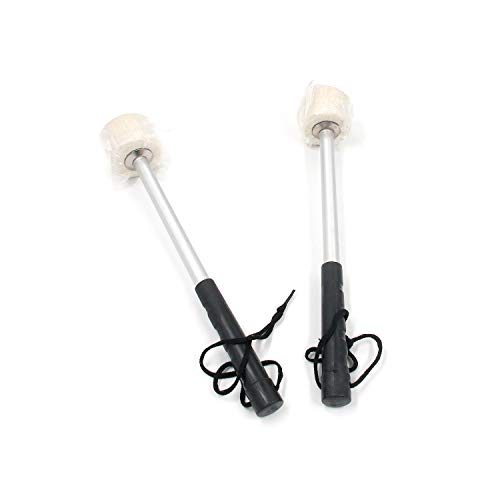 Farboat 2Pcs Drum Mallet Stick Wool Felt Head 11.8" Stainless Steel Handle Anti-Slip Instrument Accessories Part For Bass Drums, Snare Drums, Marching Drums #TOP1