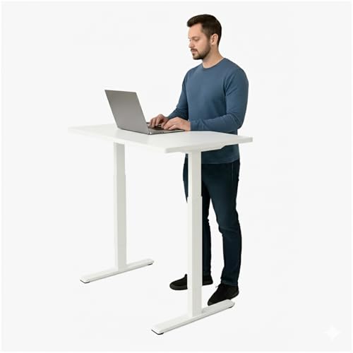 Image of Manual Hand Crank Standing Desk Frame | Non Electric Height Adjustable Sit-Stand Table No Power Required | Silent Operation, Heavy-Duty Steel| 3-Year Warranty | White Frame Only No Tabletop