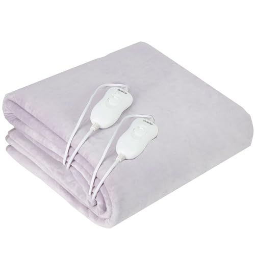 briebe Calienta Camas Eléctrico Doble 150 x 160 cm, 3 Niveles Temperatura, Lavable, Suave, Forro Polar Gris, Cama de Matrimonio, 120W, EB1131