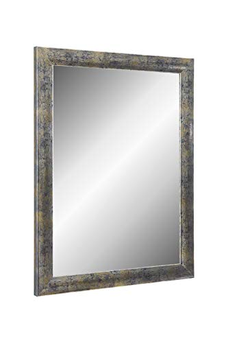TheMIRROR Espejo de Pared Enmarcado de Cristal Auténtico 65 x 30 cm – Hecho a Medida en Azul, Plata Oro Ideal como Espejo de Pasillo o Salón – Incluye Colgadores de Metal y Material de Montaje