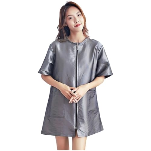 Fjlitx Waterproof Pet Grooming Workwear, Short Sleeves Dog Grooming Smock, Hairdresser Uniform for Barber Salon Pet Shop