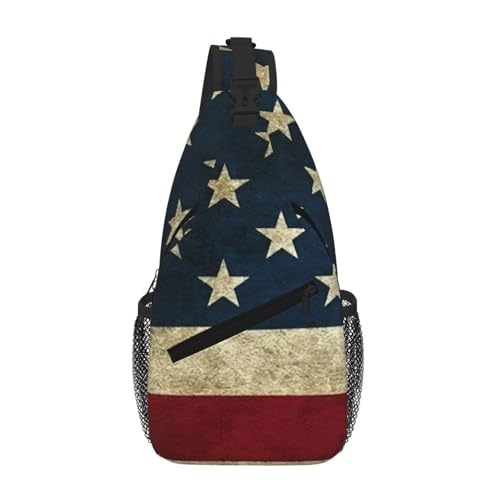 Mochila de pecho para festivales música y aventuras bandera americana