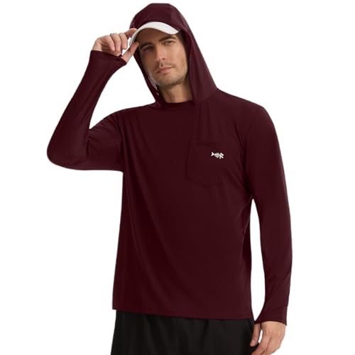 Image of BASSDASH Men's UPF 50+ Fishing Hoodie Shirts with Chest Pocket Lightweight UV Sun Protection Long Sleeve Hiking Sports FS34M