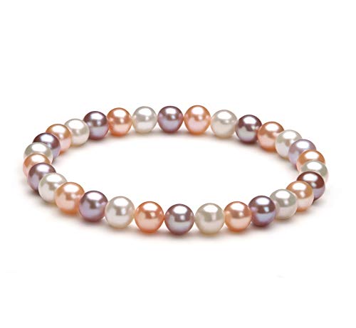 Donna Multicolor 6-7mm AA Quality Freshwater Cultured Pearl Bracelet for Women
