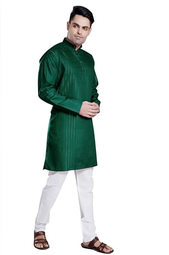 Image of DIVISIVE Men's Self Zari Line Cotton Blend Slim Fit Kurta Pyjama Set