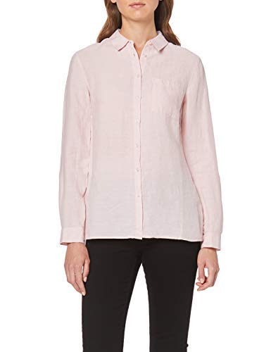 Marca Amazon - MERAKI Camisa de Lino de Manga Larga Mujer, Rosa (Pink), 40, Label: M
