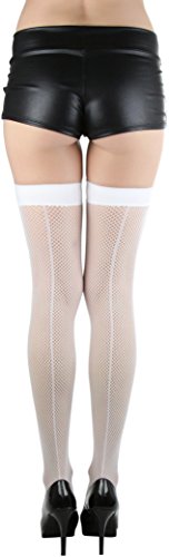 Image of ToBeInStyle Women's Fine Classic Fishnet Thigh High Stretch Nylon Novelty Stockings