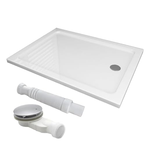 MIQU Duschwanne 120x80 cm aus Acryl Weiß Rechteck Duschtasse mit Ablaufloch Ø 90mm, 4cm Höhe Flach inkl. Ablaufgarnitur für Dusche Duschwand Duschkabine im Badezimmer BF1280