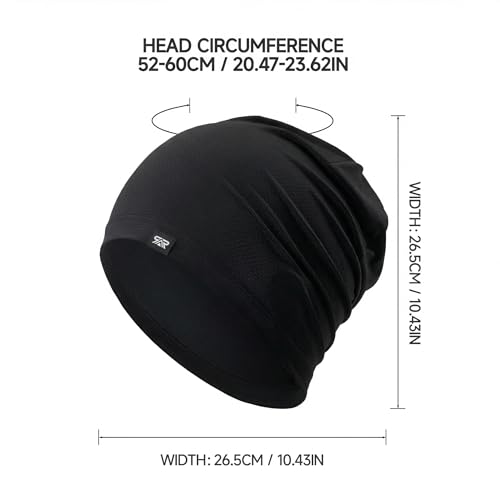 Image of QINGLONGLIN Cooling Skull Cap Sweat Wicking Breathable for Men Women 3 Pack | Lightweight Quick Dry Beanie & Helmet Liner, Stretch Non-Slip Fit Under Hard Hat, Construction Gym Cycling Running Workout