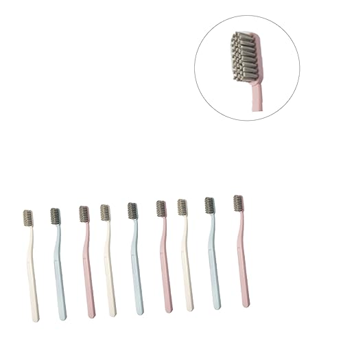 OUNONA 9 Stück Nylon Zahnbürsten für Erwachsene Harte Borsten Beige für Gründliche Zahnreinigung und Optimale Mundpflege – Bild 3