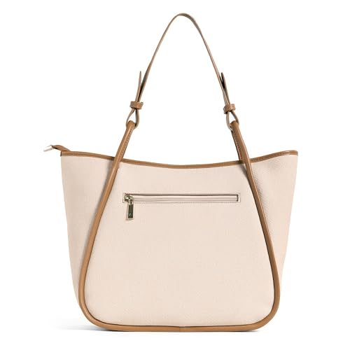 Image of EXOTIC Formal Laptop Handbag for Women, Herringbone Pattern, Leather Trim, Tote Style with Adjustable Shoulder Strap